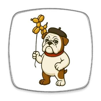 Artistic Bulldog Holding Golden Balloon Dog - Square fridge magnet - white - Front