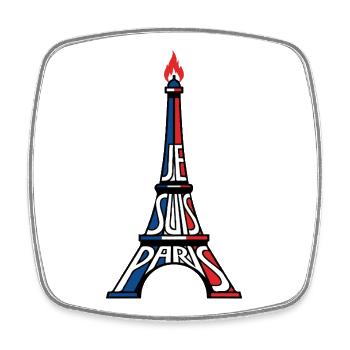 Tour Eiffel de Paris - Magnet carré - blanc - Devant