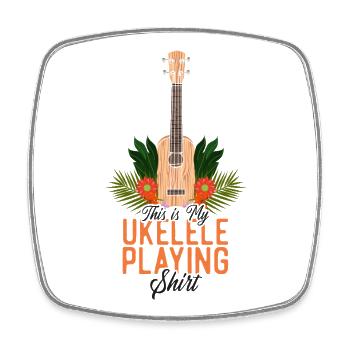 Ukulélé hawaïen uke Voici mon - Magnet carré - blanc - Devant