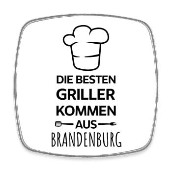 The best grillers come from Brandenburg / Grill - Square fridge magnet - white - Front