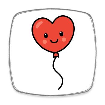 Red kawaii heart balloon - Square fridge magnet - white - Front