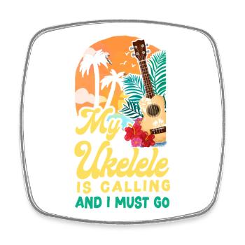 Hawaiian Ukulele Uke My Ukulele Is - Viereckiger Kühlschrankmagnet - Weiß - Vorne