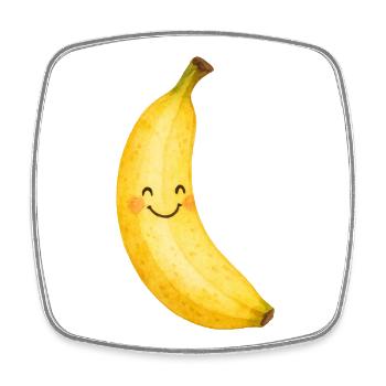 Banane souriante Kawaii Fruit Enfants Bébé Fruit - Magnet carré - blanc - Devant