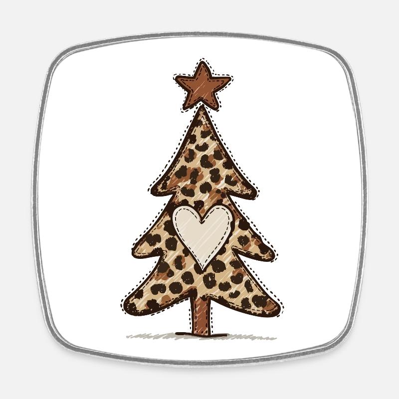 Leoprint Weihnachtsbaum - Leomuster - Viereckiger Kühlschrankmagnet - Weiß