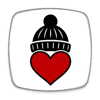 Herz Winter Mütze Liebe - Viereckiger Kühlschrankmagnet - Weiß - Vorne