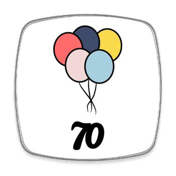 70. 70 ANS. 70e ANNIVERSAIRE. ANNIVERSAIRE 70 ANS. - Magnet carré - blanc - Devant