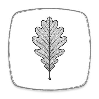 Monochromes Eichenblatt-Design - Viereckiger Kühlschrankmagnet - Weiß - Vorne