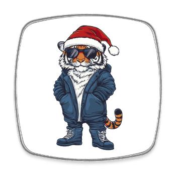 Tiger Christmas Winter - Square fridge magnet - white - Front