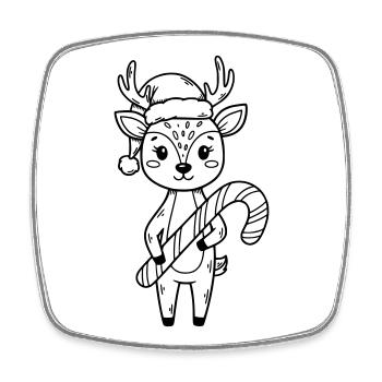 Mignonne dessin animé de Faon de Noël - Magnet carré - blanc - Devant