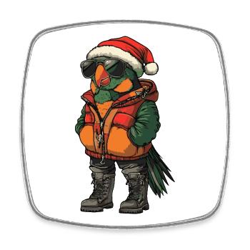 Parrot Christmas Winter - Square fridge magnet - white - Front