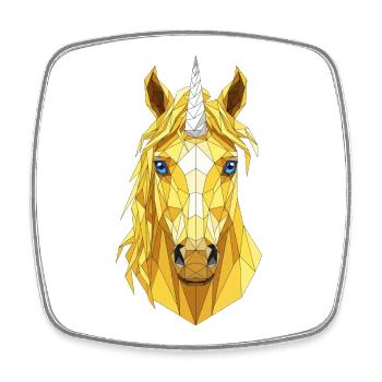 Tête de licorne polygonale - Magnet carré - blanc - Devant