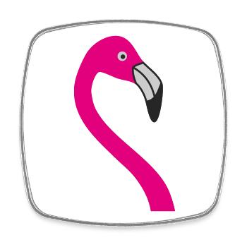 Flamingo Neon Pink Silhouette - Viereckiger Kühlschrankmagnet - Weiß - Vorne