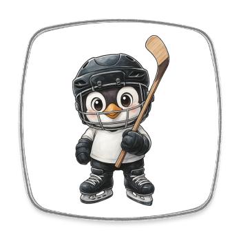 Cooler Pinguin Eishockeyspieler Wasserfarben Carto - Viereckiger Kühlschrankmagnet - Weiß - Vorne