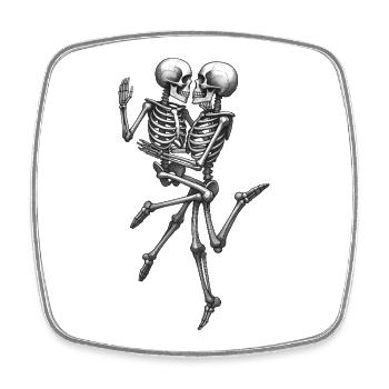 SKELETONS IN LOVE #2 - black & whitev - Magnet carré - blanc - Devant
