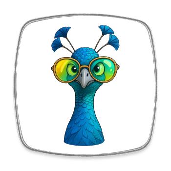 Blue Peacock Motif Peacock Wheel Peacock Lovers - Square fridge magnet - white - Front
