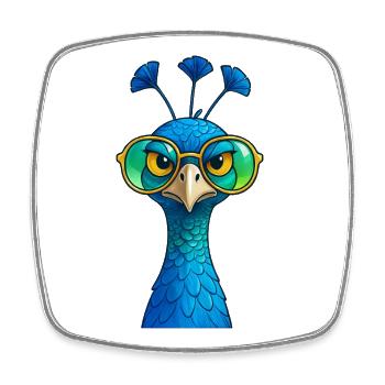 Motif du paon bleu Roue de paon Amoureux du paon - Magnet carré - blanc - Devant