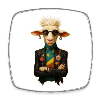 Sheep rock icon in retro style - Square fridge magnet - white - Front