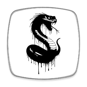 Serpent noir avec de l’encre qui goutte - Magnet carré - blanc - Devant