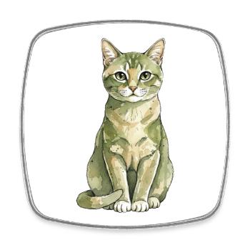 Cat - Natural Cat - Square fridge magnet - white - Front