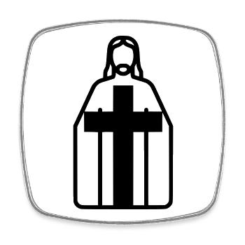 Jesus Christ Silhouette Cross Vector - Square fridge magnet - white - Front