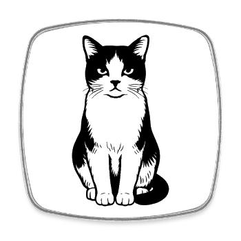 Chat - Magnet carré - blanc - Devant