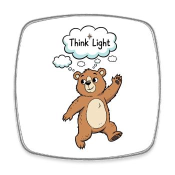 Think Light Bär Cartoon Motiv - Viereckiger Kühlschrankmagnet - Weiß - Vorne