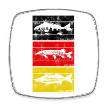Pike, zander, perch, fishing, fishing, predatory fish - Square fridge magnet - white - Front