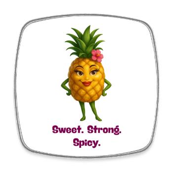 Pineapple Hero: Sweet, strong, spicy - Square fridge magnet - white - Front