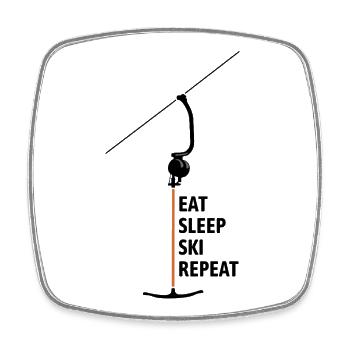 Ankerlift | Eat Sleep Lift Repeat | Skiing - Square fridge magnet - white - Front