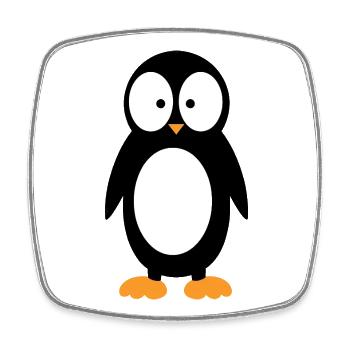 Drôle de Pingouin aux Grands Yeux Minimaliste - Magnet carré - blanc - Devant