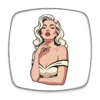Pop-Art-Pin-up-Frau mit blonden Locken - Viereckiger Kühlschrankmagnet - Weiß - Vorne