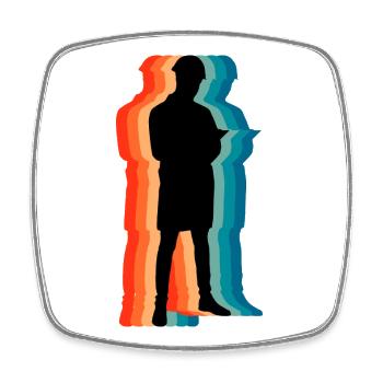 Civil Engineer Retro Silhouette Professional Art - Square fridge magnet - white - Front