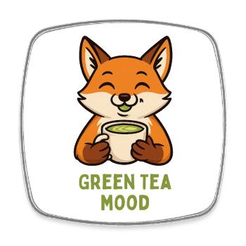 Fuchs Tee-Mood Grüner Tee - Viereckiger Kühlschrankmagnet - Weiß - Vorne