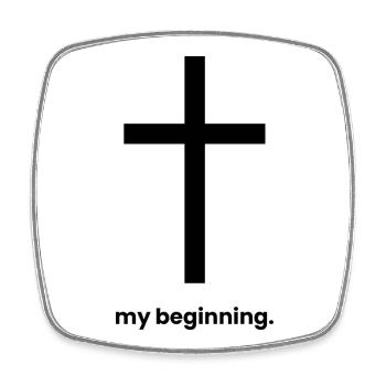 my beginning is jesus - christliche klamotten - Viereckiger Kühlschrankmagnet - Weiß - Vorne
