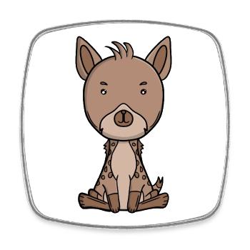 Niedliche Hyäne niedliche Kawaii-Safari-Tiere - Viereckiger Kühlschrankmagnet - Weiß - Vorne