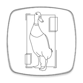 Runner duck in geometric design - Square fridge magnet - white - Front