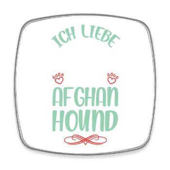 Ich liebe meinen Afghan Hound - Viereckiger Kühlschrankmagnet - Weiß - Vorne