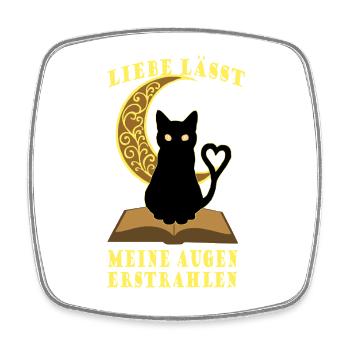 Romantische Mond Buchkatze - Viereckiger Kühlschrankmagnet - Weiß - Vorne