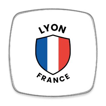 Lyon France Shield Design - Square fridge magnet - white - Front
