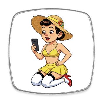 Cheerful influencer - Square fridge magnet - white - Front