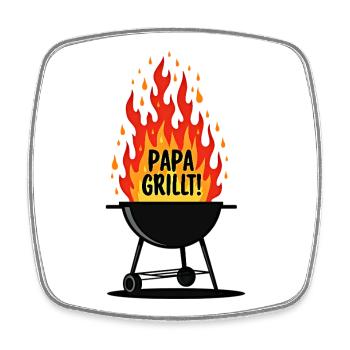 Grillen Grillsaison Papa Am Grill Papa Grillt - Viereckiger Kühlschrankmagnet - Weiß - Vorne