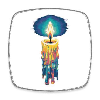 Faith Light Candle Retro Spirit Design - Square fridge magnet - white - Front
