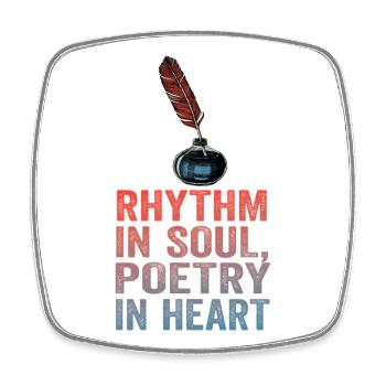 Rhythmus in der Seele, Poesie im Herzen - Viereckiger Kühlschrankmagnet - Weiß - Vorne