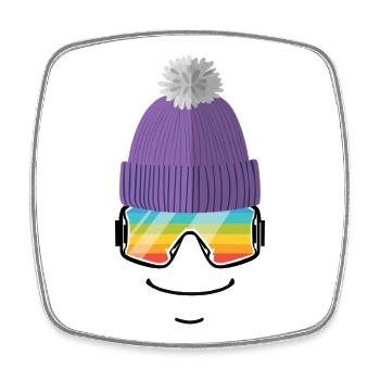 Skibrille Regenbogen & Mütze – Lustiges Ski Shirt - Viereckiger Kühlschrankmagnet - Weiß - Vorne