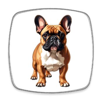 Bouledogue français - Magnet carré - blanc - Devant