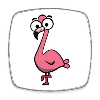 Dessin animé joyeux du flamant rose - Magnet carré - blanc - Devant