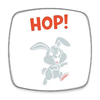 HOP ! Vecteur d’action comique Bunny Jumping - Magnet carré - blanc - Devant