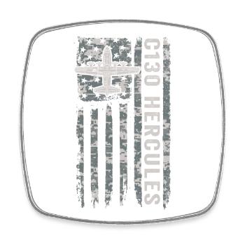 Camouflage militaire du drapeau américain du Hercule C130 - Magnet carré - blanc - Devant