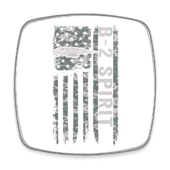B-2 Spirit stealth bomber with American anti-aircraft gun - Square fridge magnet - white - Front