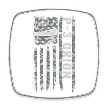 P-3 Orion, American flag, military camouflage flight - Square fridge magnet - white - Front